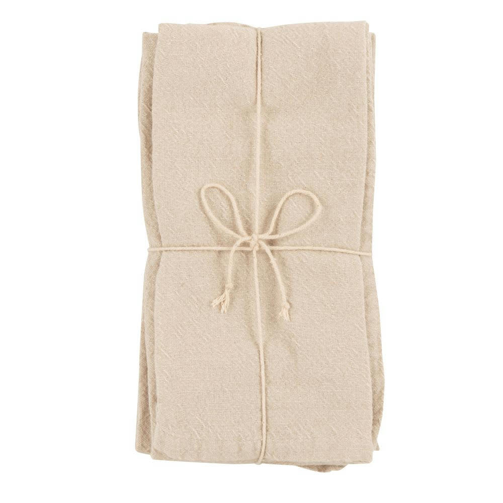 - Serviettes en coton beige à franges 42x42 (4)