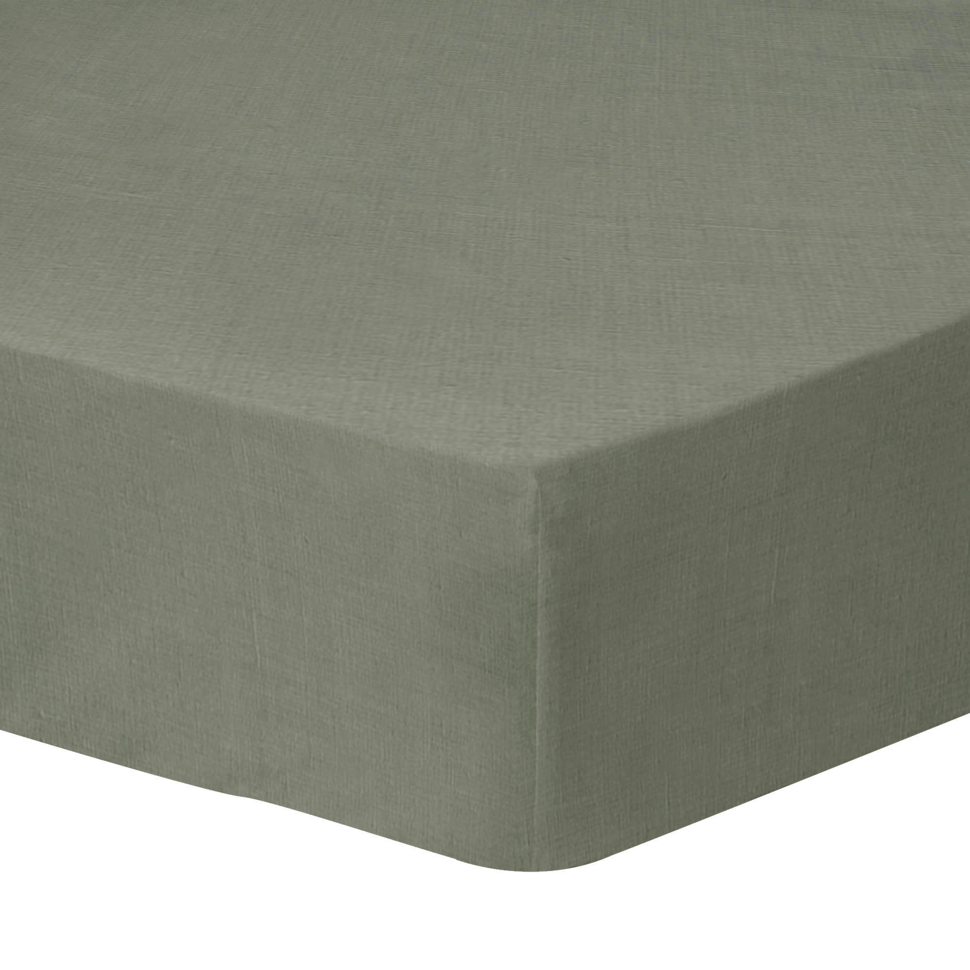 LIN LAVE - Drap-housse uni en lin lavé Lichen 140x190/200cm - Bonnet 30cm