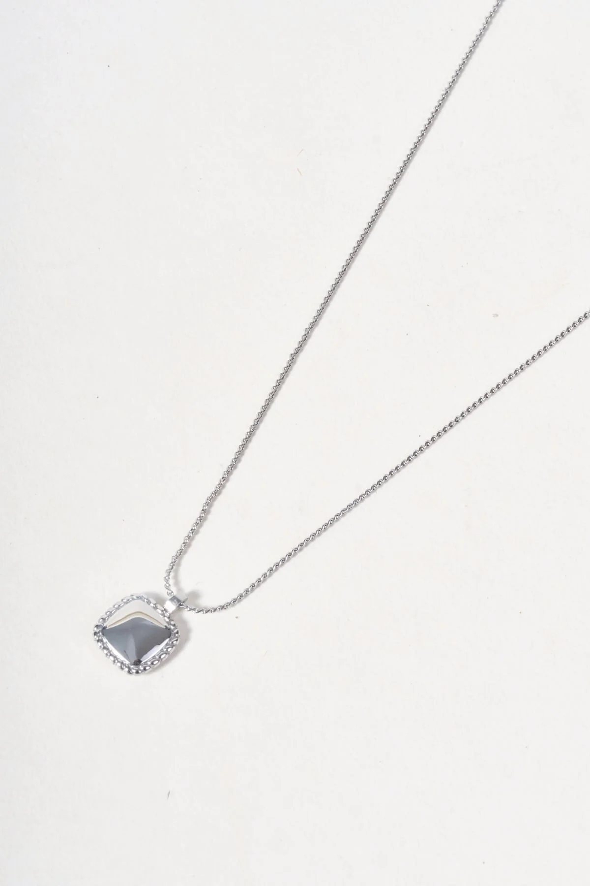 Silver Square Drop Pendent Necklace