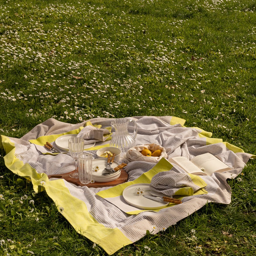 Toalha de Algodão Riscas Amarelo e Bege 160x250 KERALA