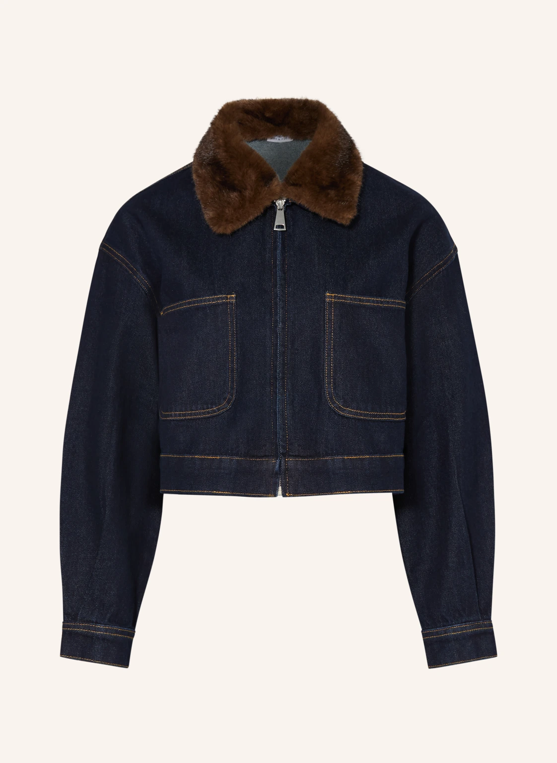 MRS & HUGS Jeansjacke mit abnehmbarem Kunstfell-Kragen