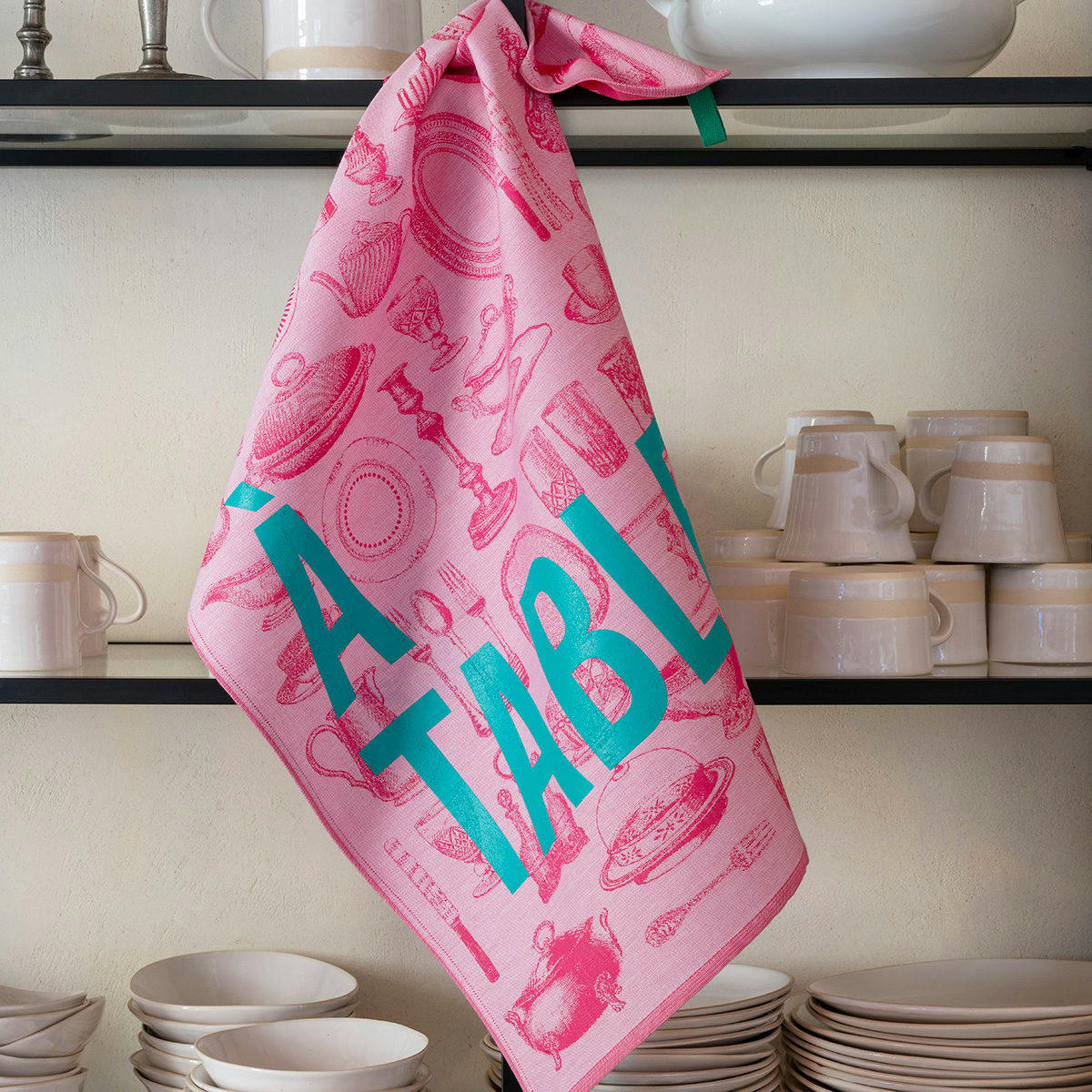 À TABLE - Torchon en coton fleurs 60 x 80