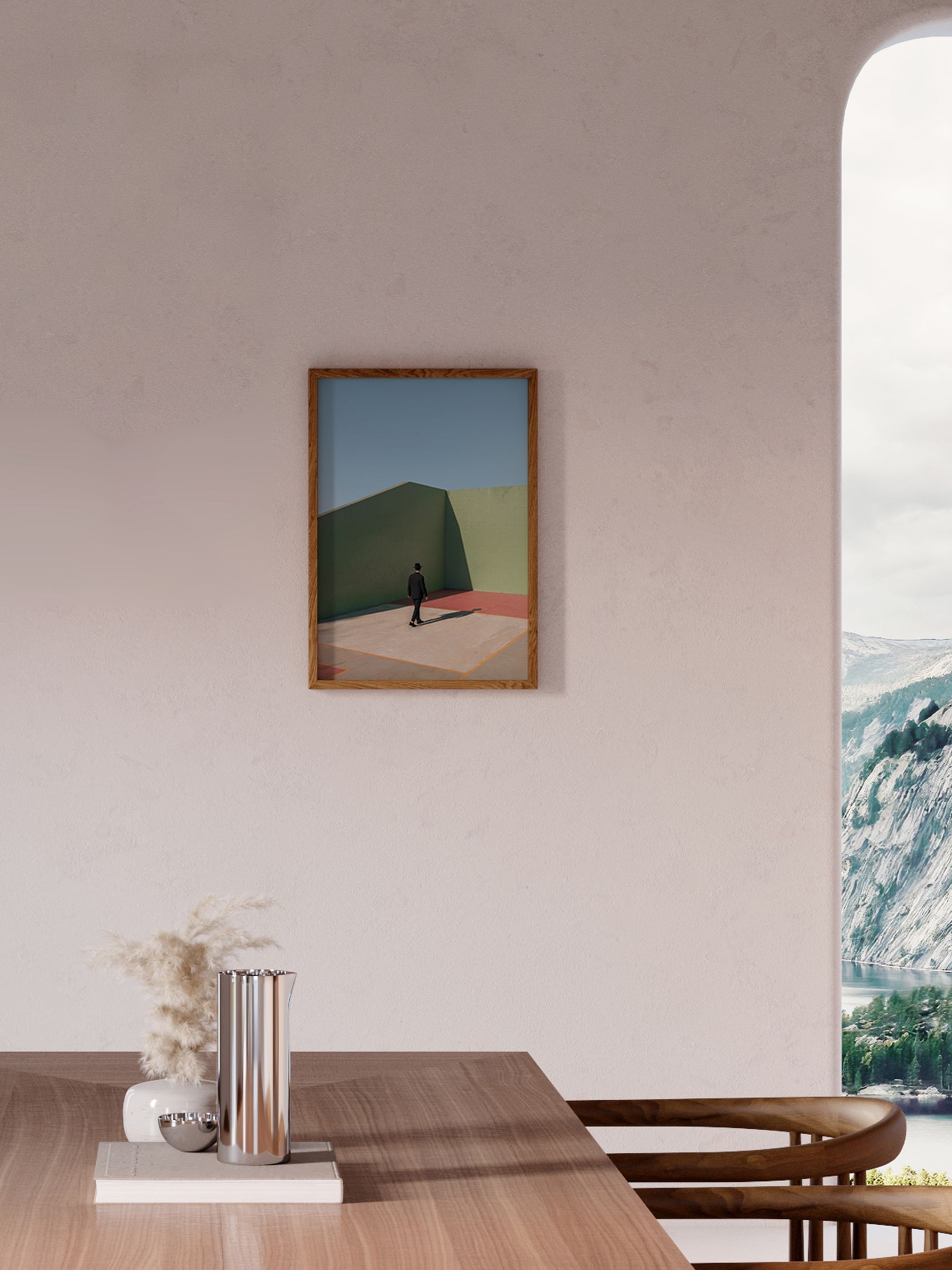 Paper Collective Green Simplicity of the Moment Framed Wall Art Print in Natural Oak Frame