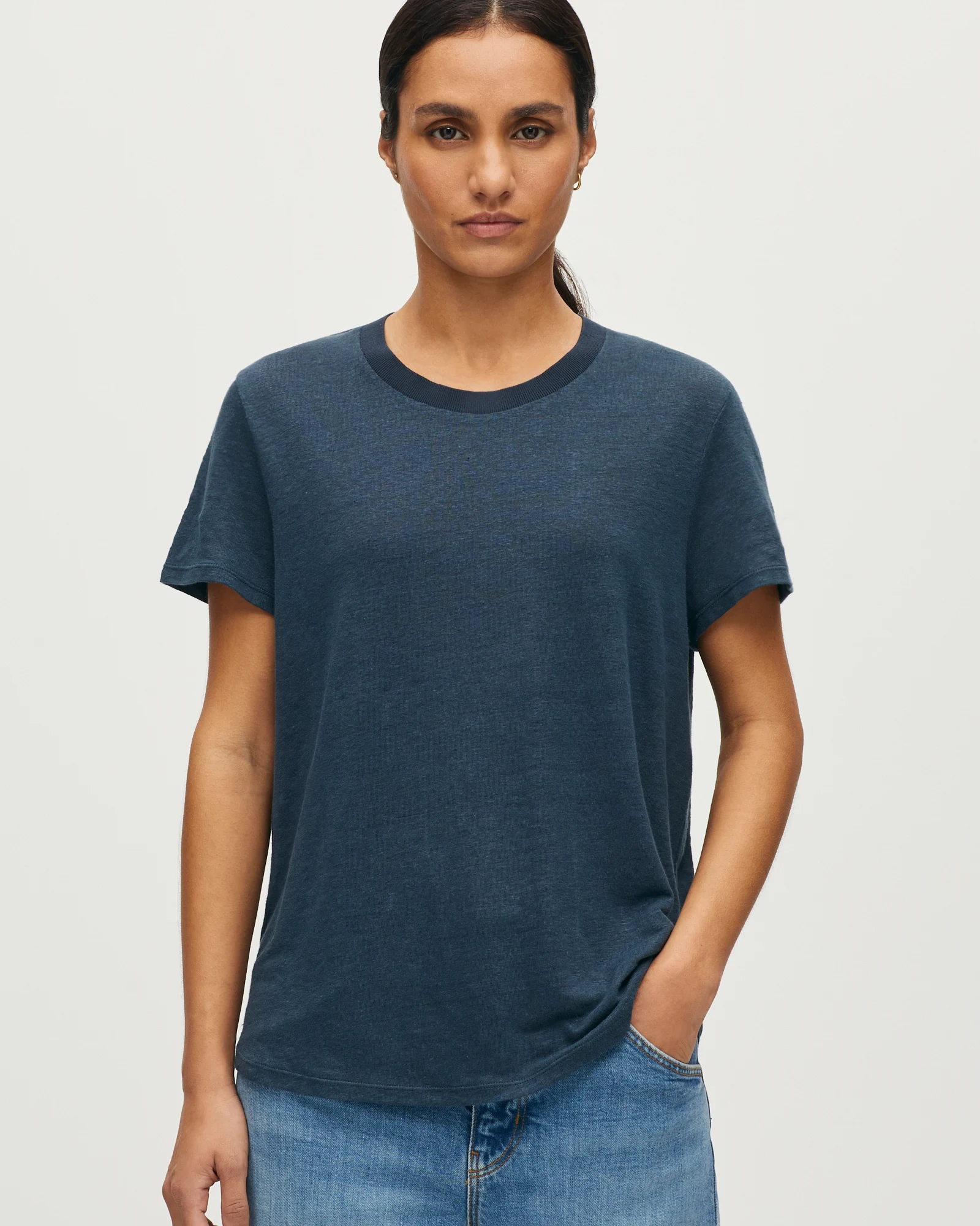 T-shirt col rond en lin AMANDINE