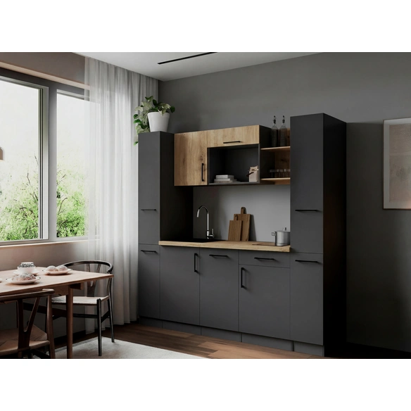 Küchenzeile, »Oliver«, LxBxH: 205x60x205 cm, grau matt