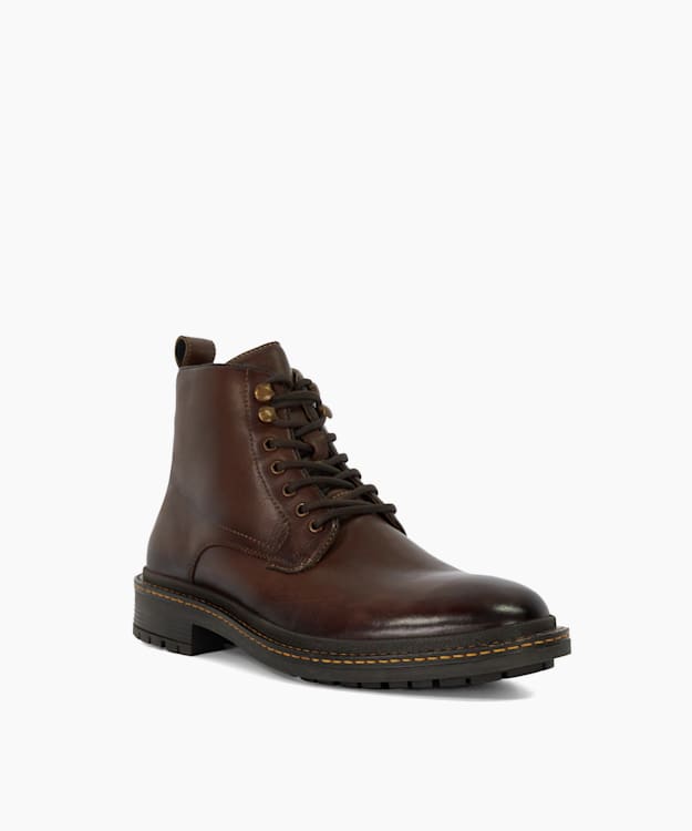 Calio Brown - Chunky Lace Up Casual Boots