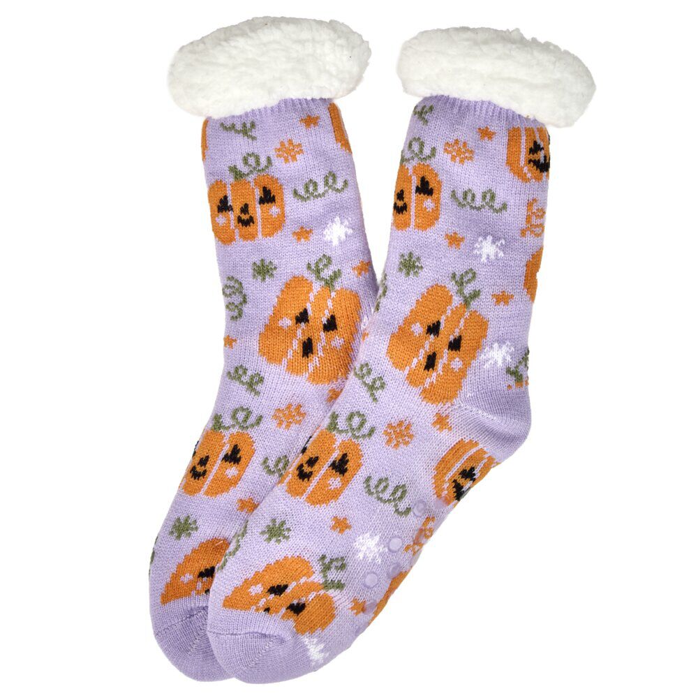 Chaussettes unisexes Halloween polaire noir et orange taille unique (2 modèles)