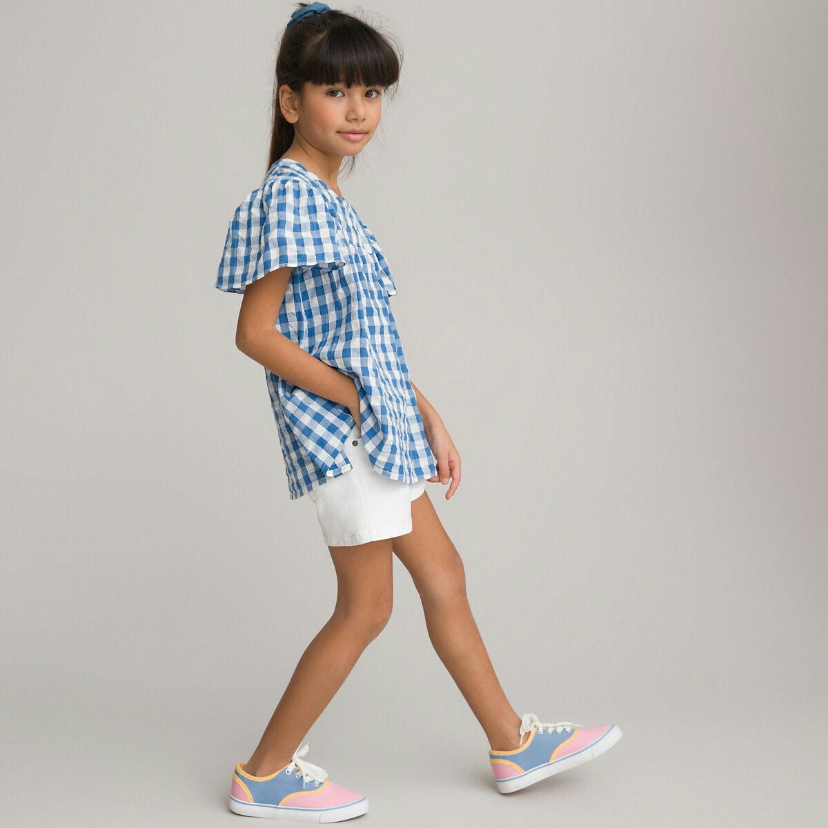 Blouse manches courtes à carreaux