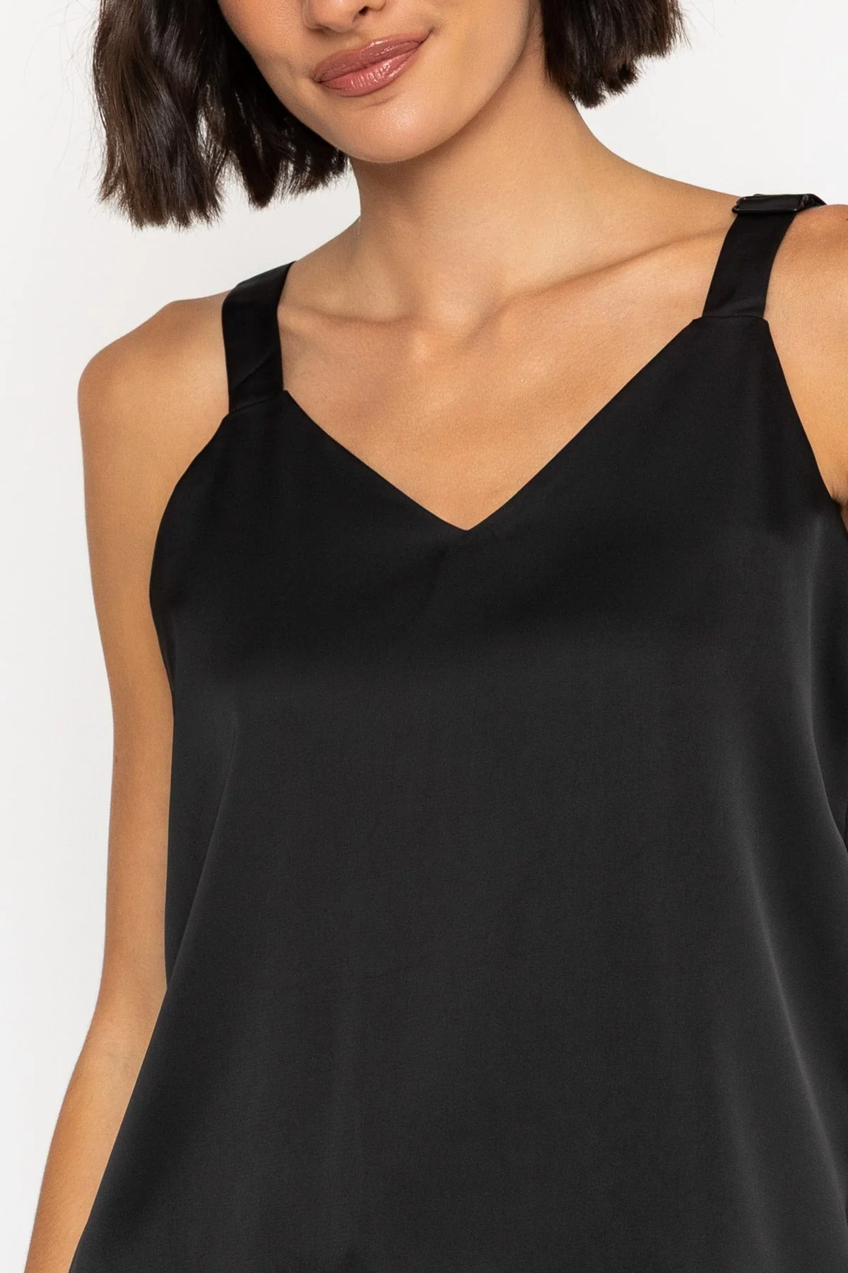 Sleeveless Silky Cami Top in Black