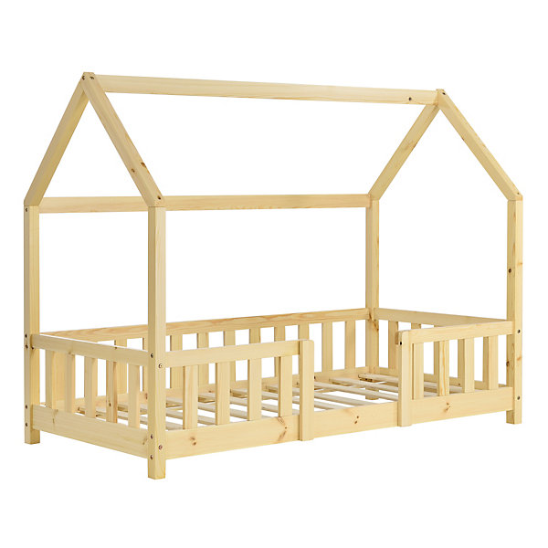 Lit d'Enfant Design Forme Maison Sisimiut Pin 140 x 70 cm Naturel en.casa