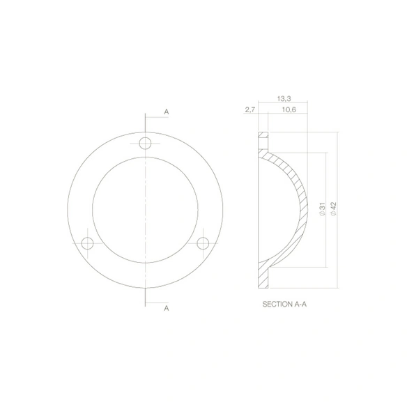 Türknopf, D.42x12 mm