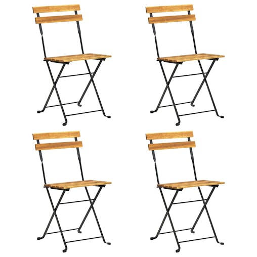 NNEVL Folding Bistro Chair 4 pcs Solid Acacia Wood