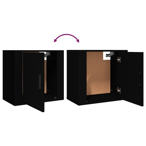 NNEVL Wall-mounted Bedside Cabinet Black 50x30x47 cm