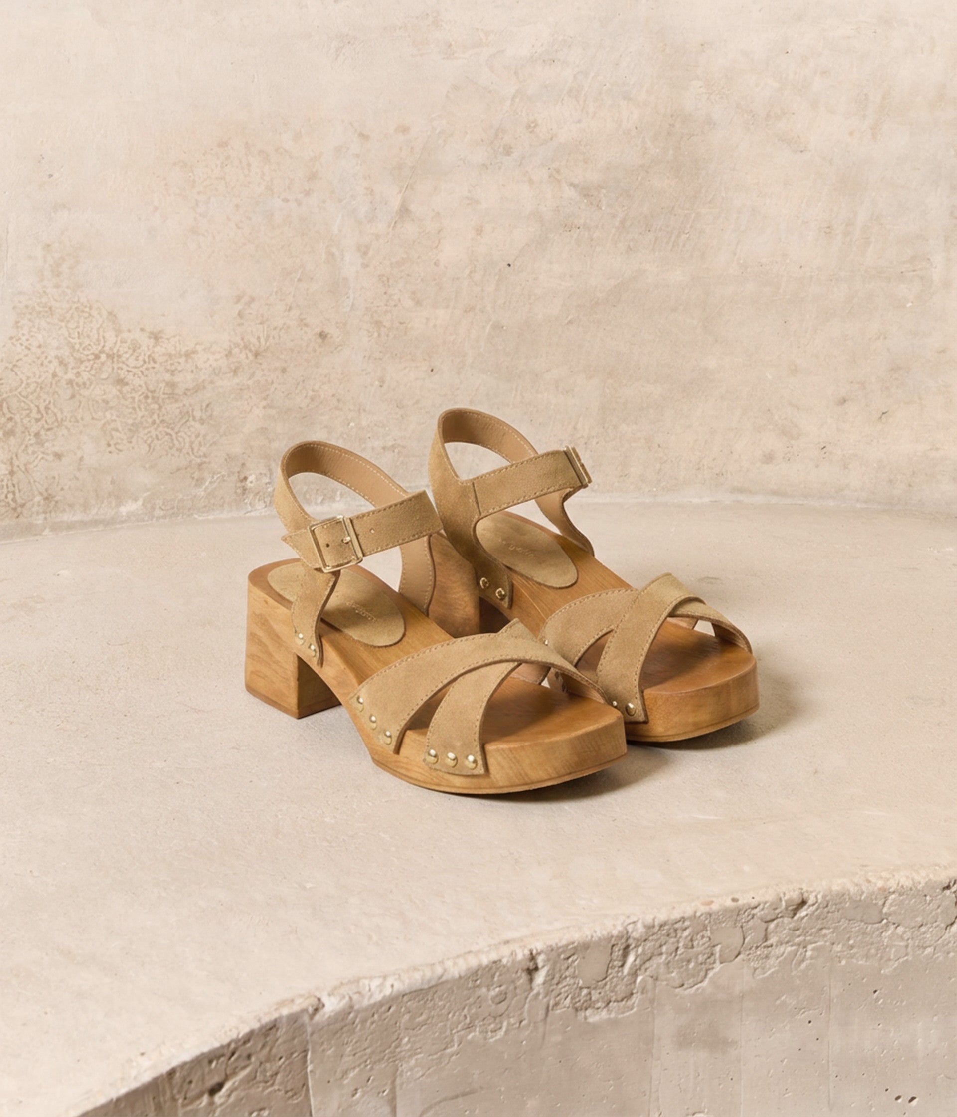 Sandales velours beige Nais