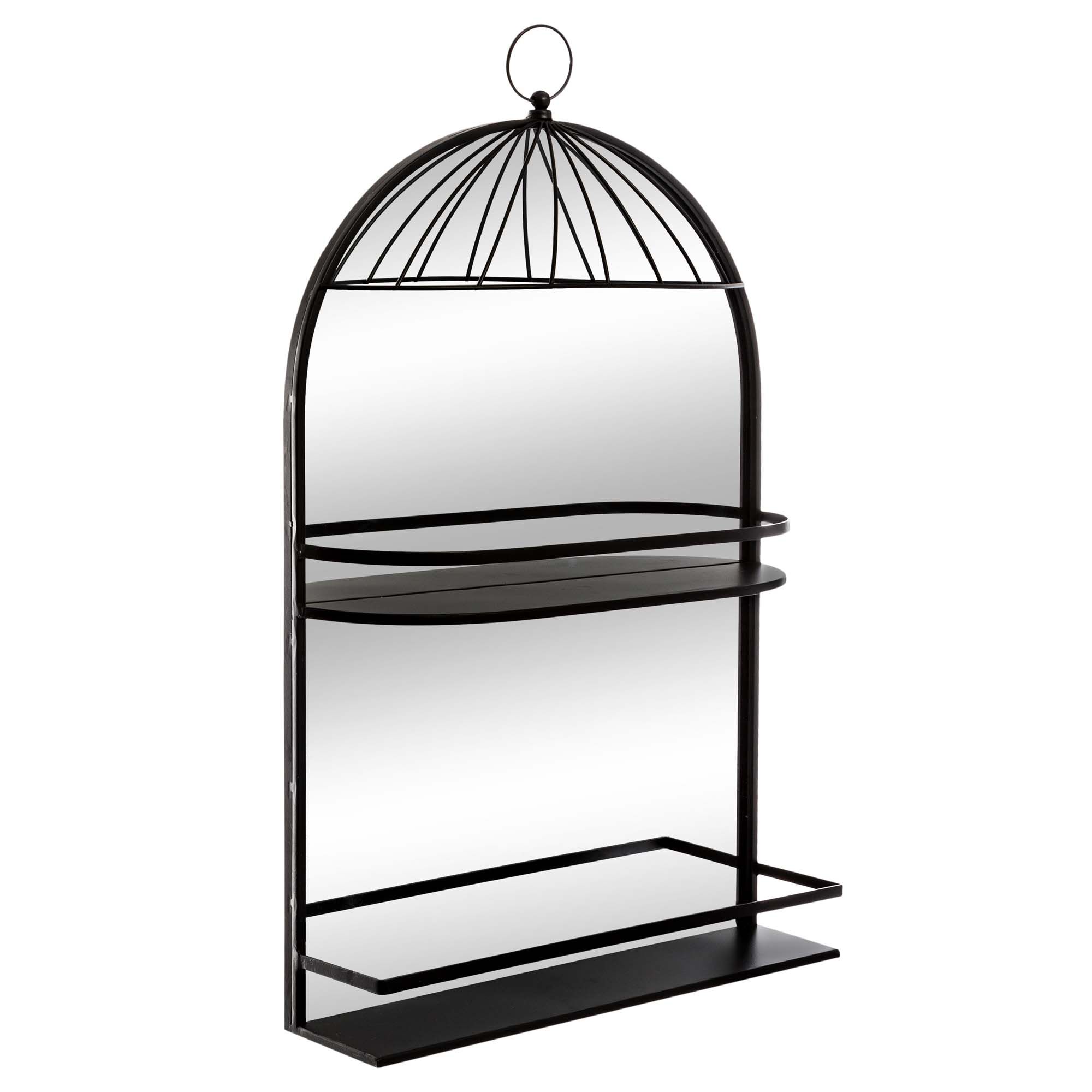 Espelho de metal com prateleira