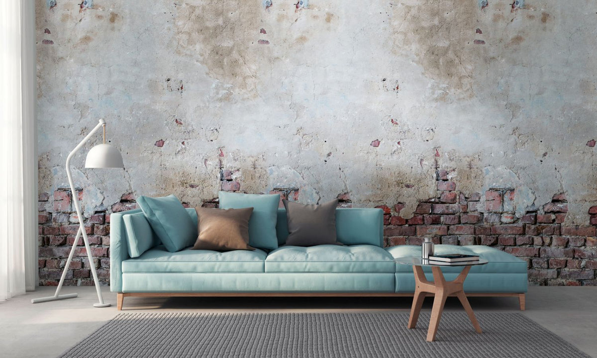 One Wall one Role fotobehang steen grijs, rood en wit - 159 x 280 cm - AS-383361