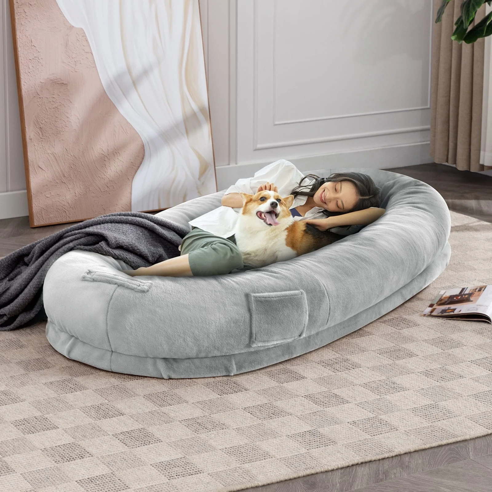 Mixoy Human Dog Bed,Giant Dog Bean Bag,Floor Nap Bed