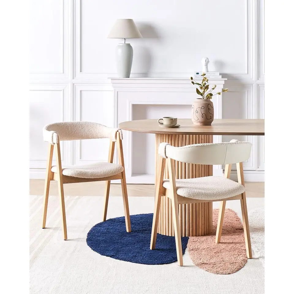 DAY - Eetkamerstoel set van 2 - Lichtbeige - Boucl&eacute;