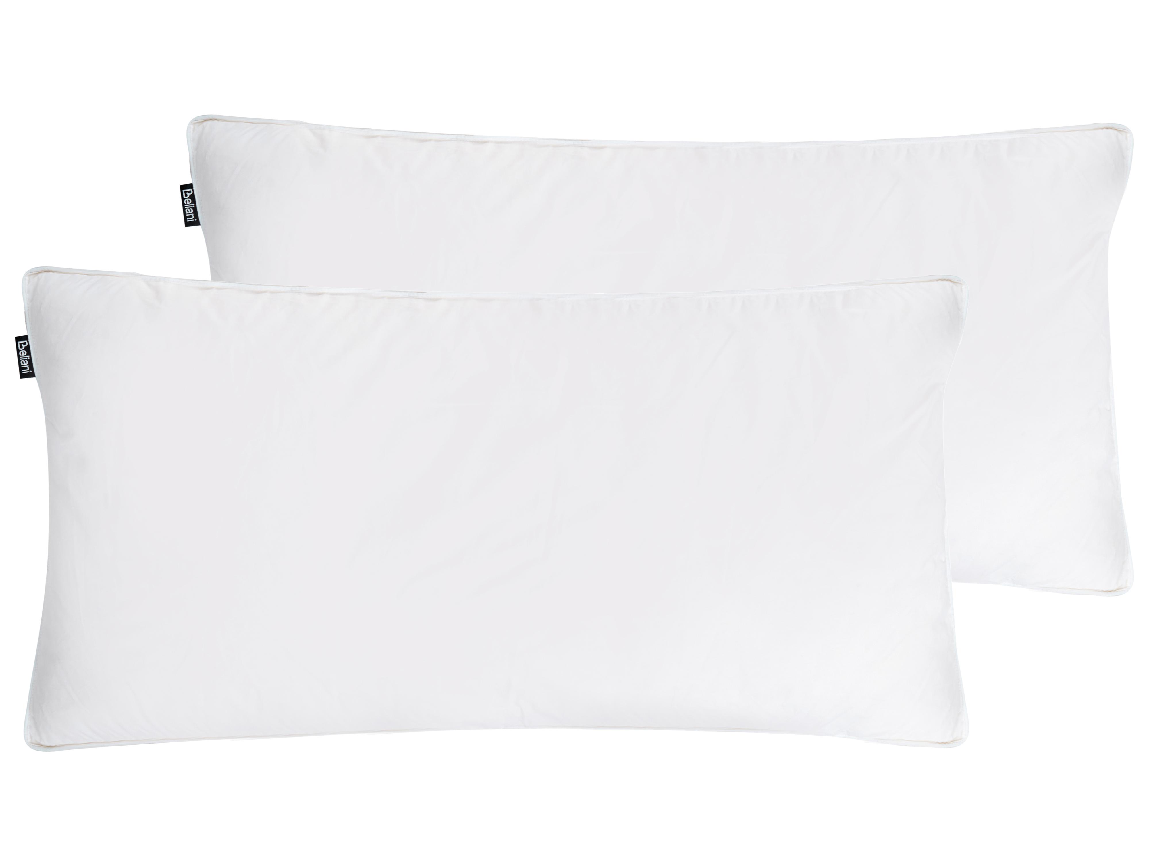 Set of 2 Bed Pillows VIHREN Low Duck Feathers and Down 40 x 80 cm White