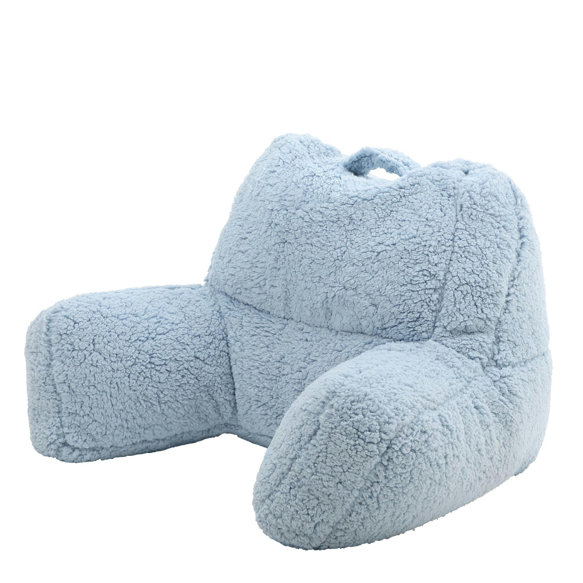 - Coussin de soutien en sherpa beige bleu givre