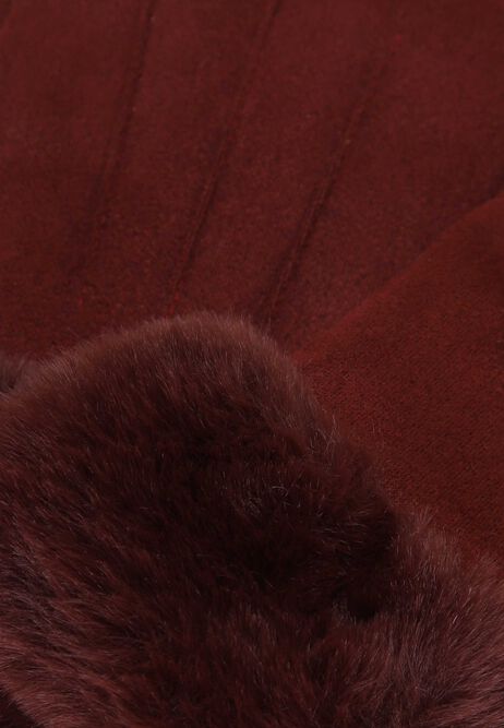Womens Burgundy Faux Shearling Gloves