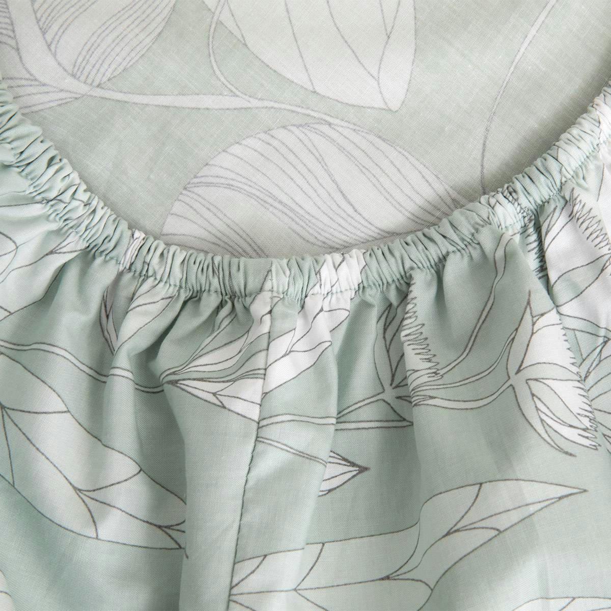 YLANG - Drap housse en percale de coton vert 160 x 200 cm