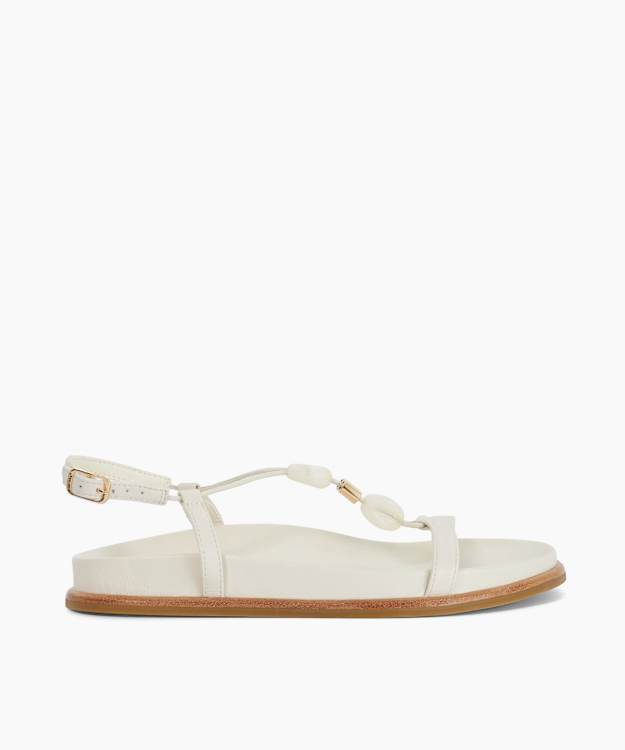 Lottee White - Flat Cross Cover Ankle Strap Sandals
