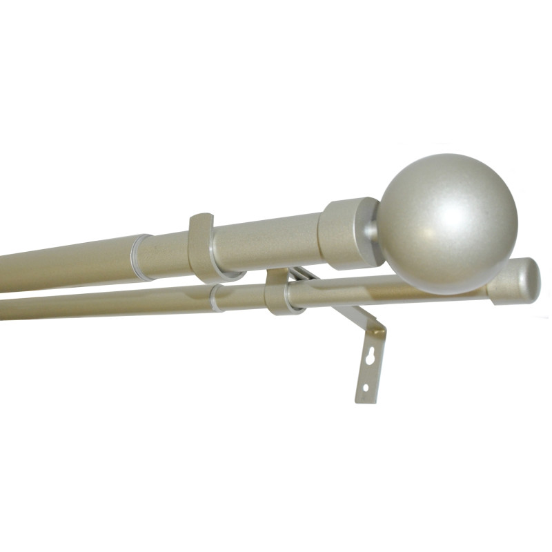 Kit double tringlerie en métal Ø 28 - 19 et Ø 19 - 16 extensible avec embout Boule 2 m à 3,7 m MOBOIS