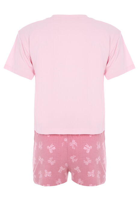 Girls Pink Bow Short Pyjama Set