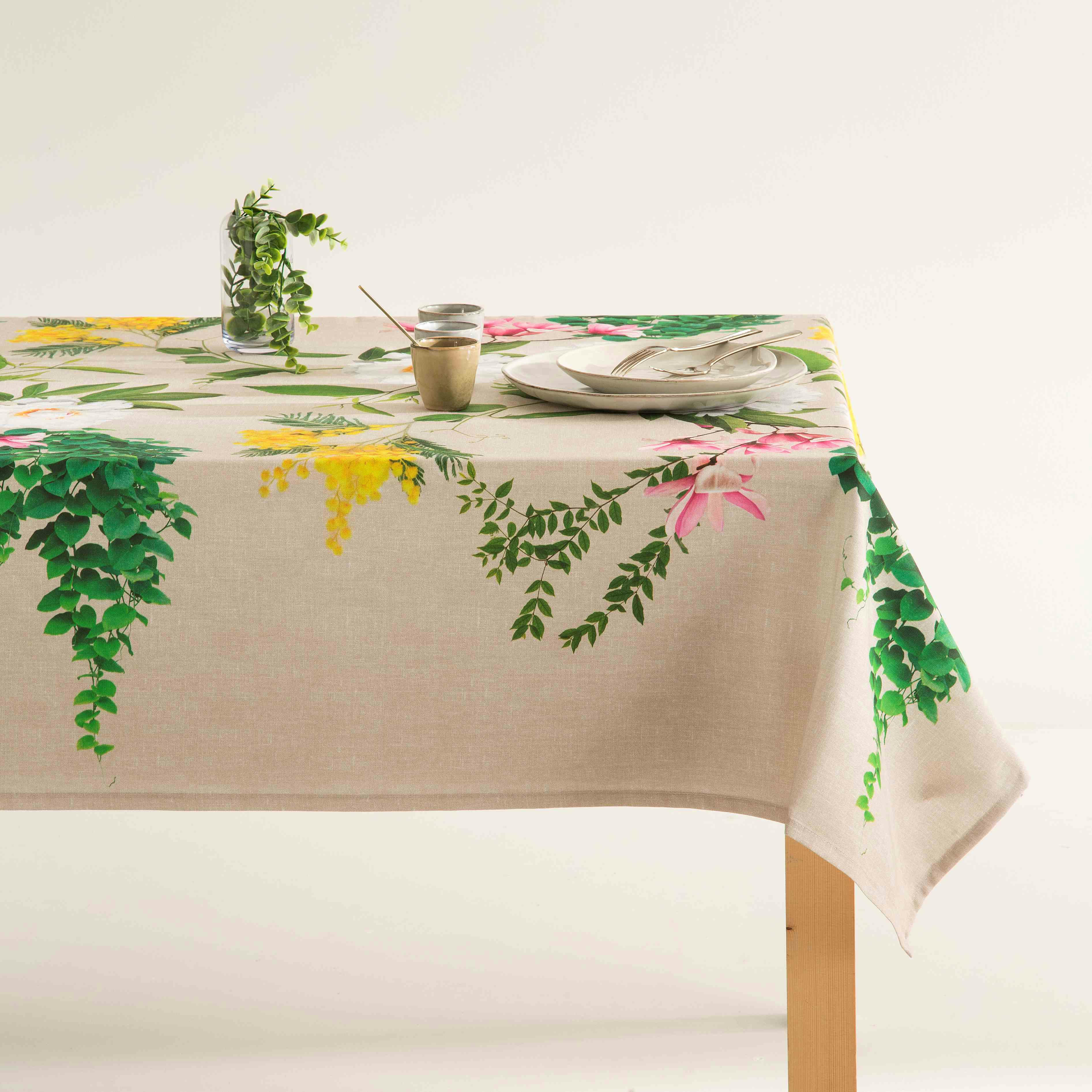 JARDIN - Nappe imprimée multicolore avec traitement anti-taches coton 140x300cm