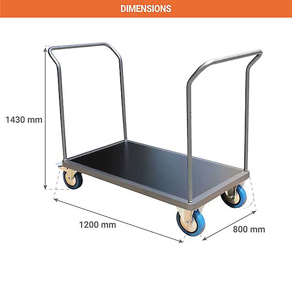 Chariot modulable 2 côtés - Plateau 1200x800mm - Charge max 500kg - CHG2T1
