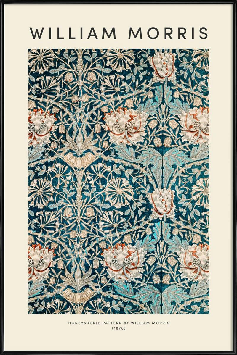 WILLIAM MORRIS - HONEYSUCKLE - Affiche dans cadre standard (noir) blanc ivoire 30x45