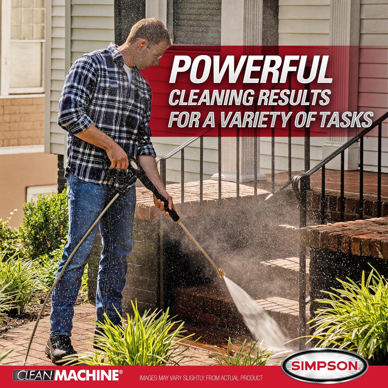 Simpson 3400 PSI Gas Pressure Washer  2.5 GPM Residential Power Washer  Cold Water  25' Hose  Clean Machine  49-State Compliant (CM61083)