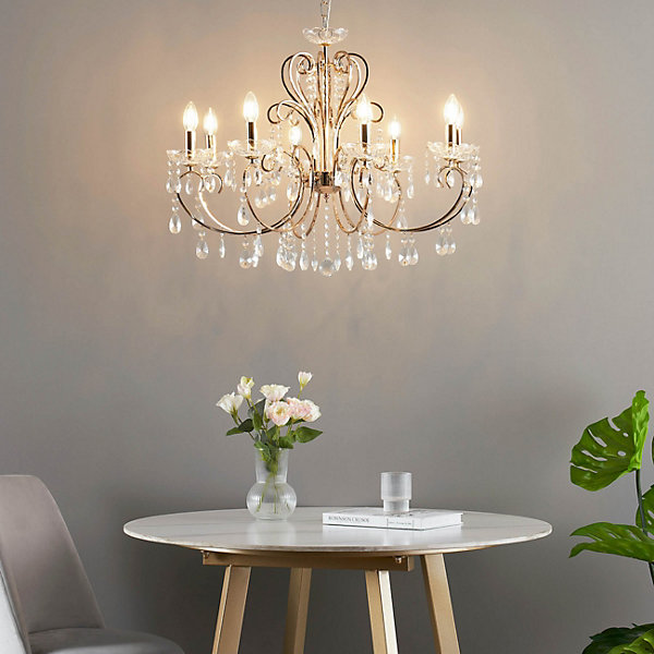Lustre cristal or rose baroque 8 bras - Pavia