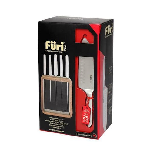 New Furi Pro Vault Stainless Steel 6Pc Knife Block Set 6 Piece