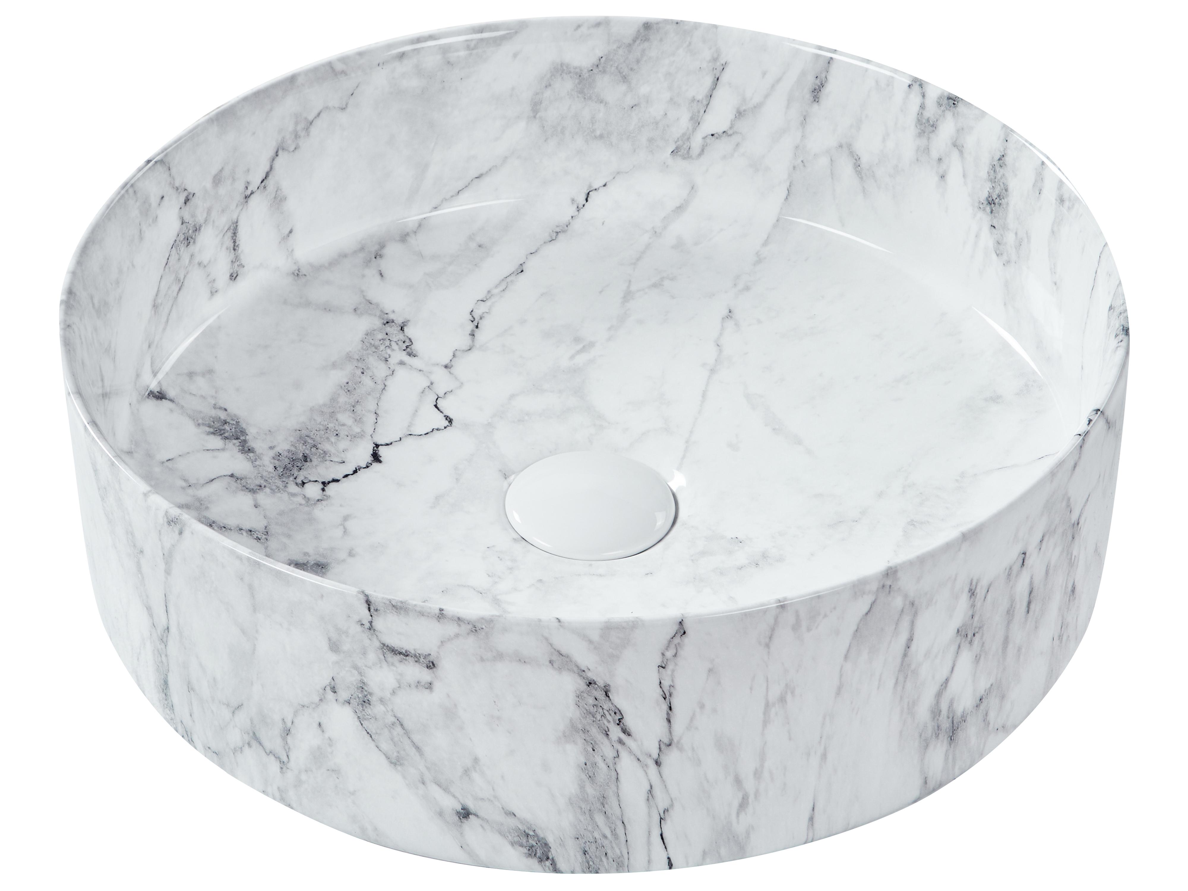 Countertop Basin MANIS ? 400 mm Ceramic White Marble