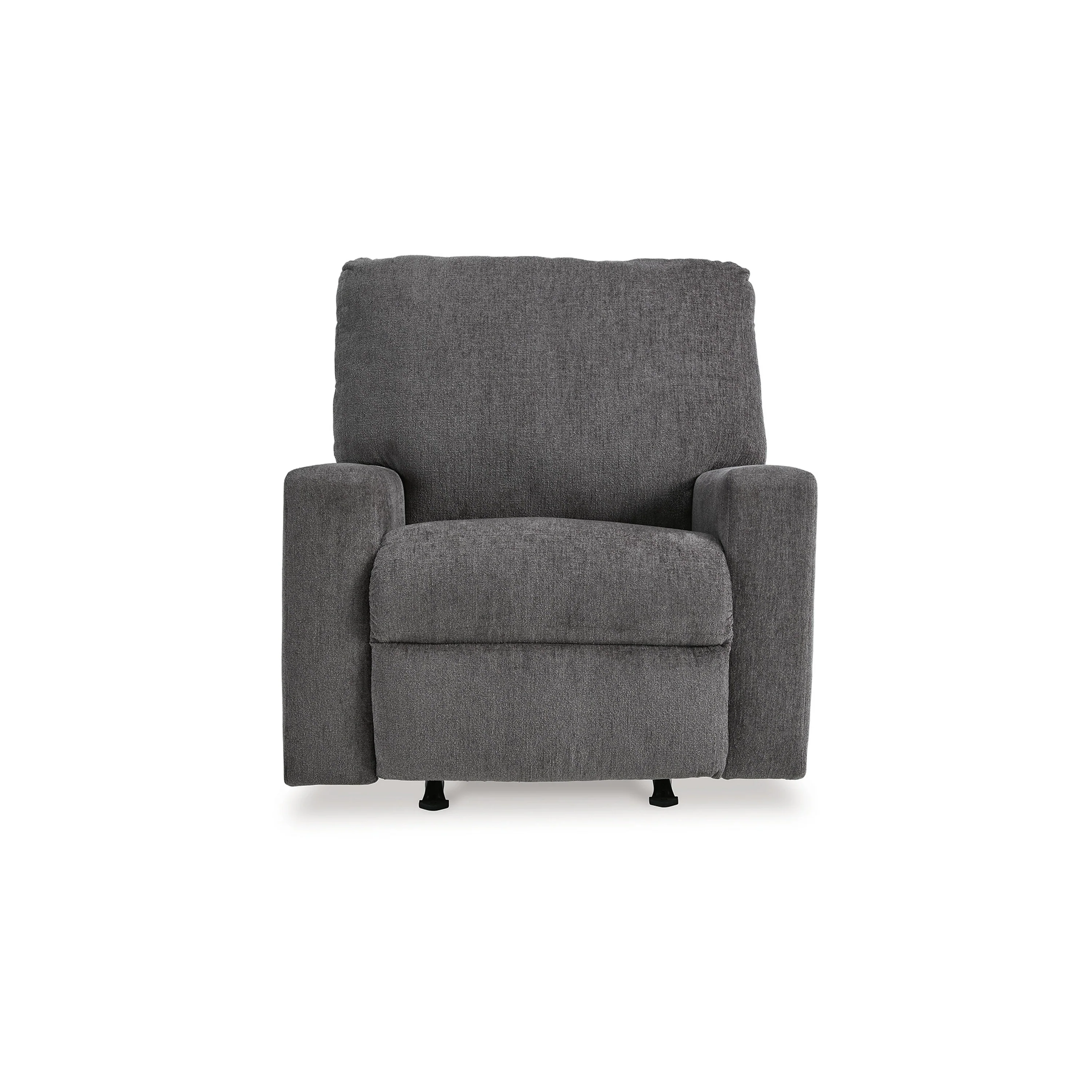 Anise Manual Rocker Recliner Chair, Pull Tab, Pewter Gray Polyester