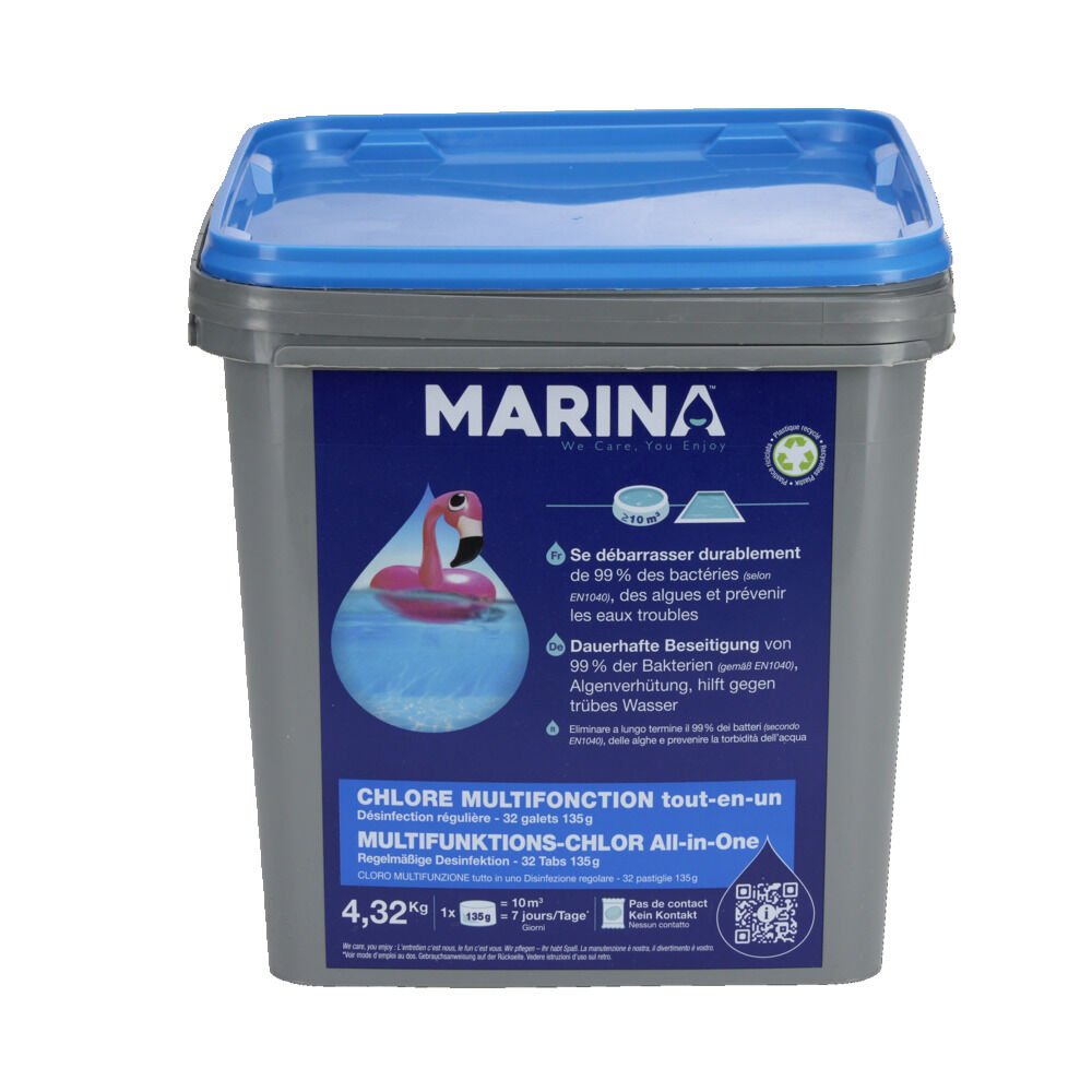 Chlore multifonction piscine 32 galets 4,3kg