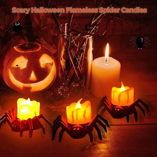 NNETM Arachnid Glow: 12Pack Halloween Spider Flameless Candlelight