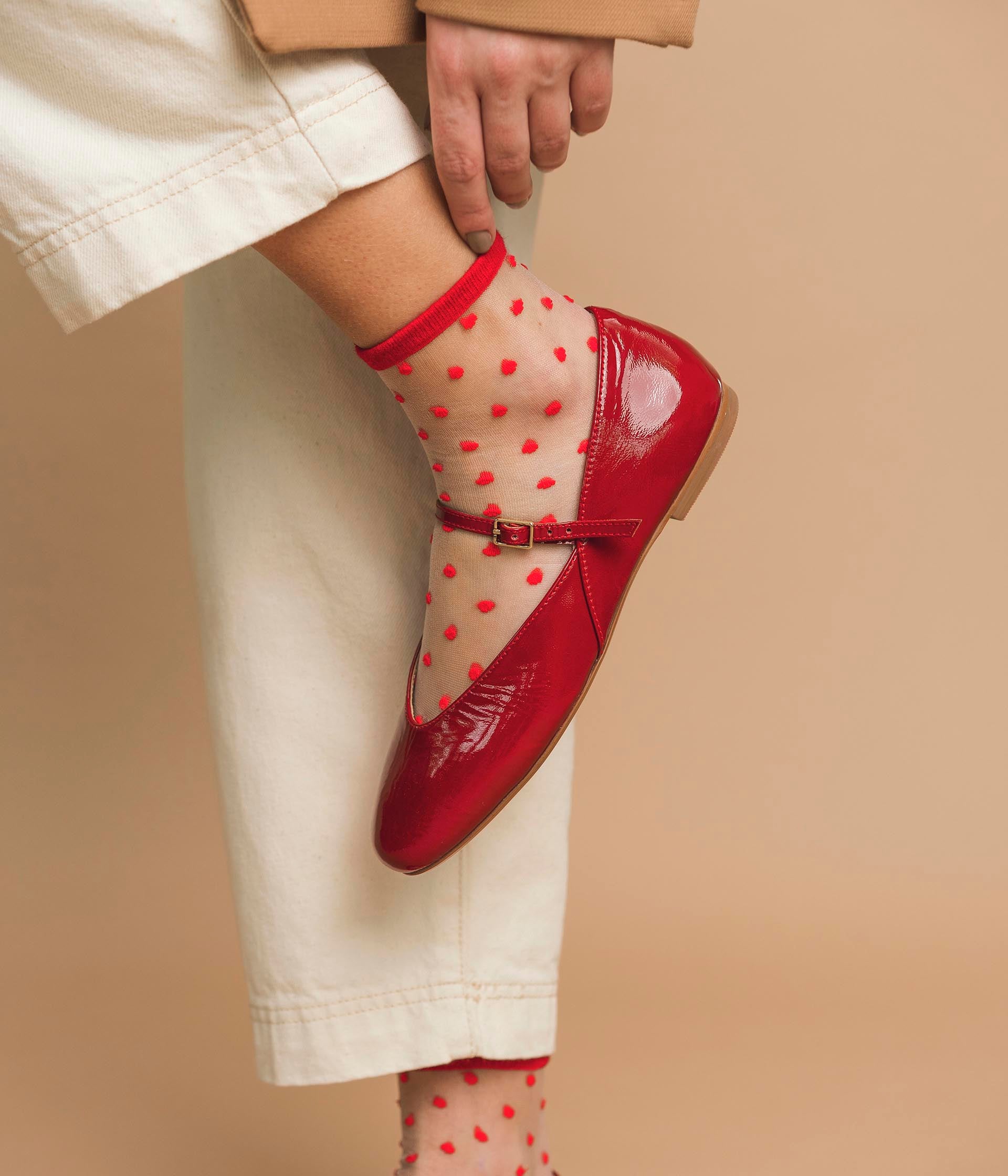 Chaussettes Noelle blanc et rouge