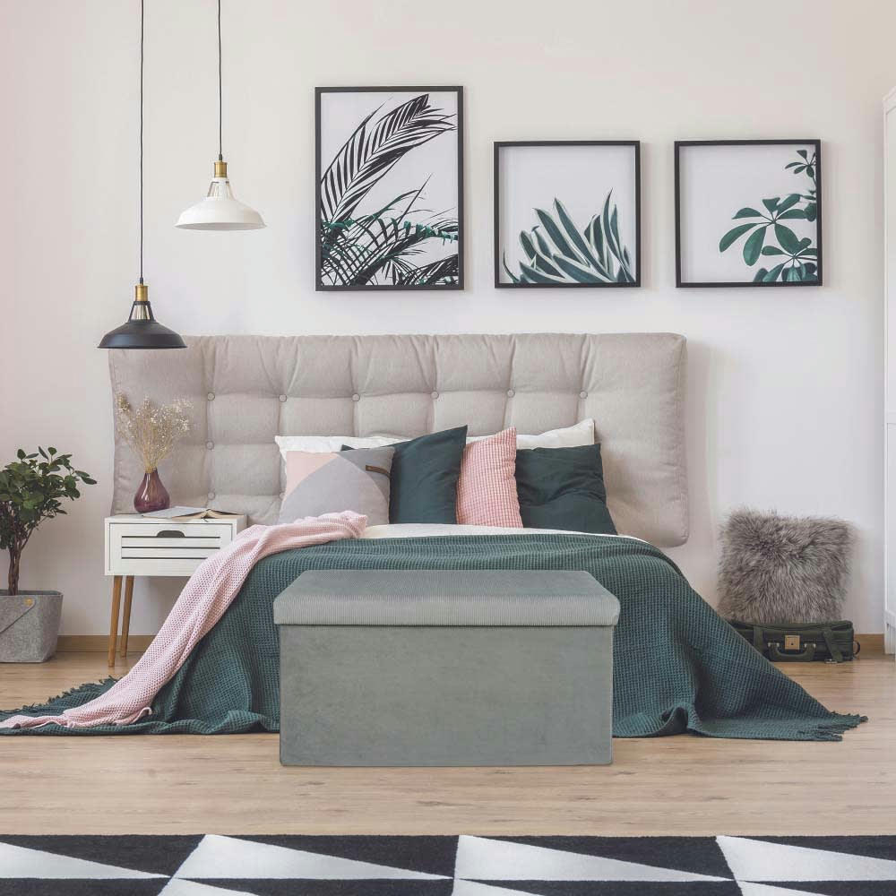 GIULIA - Banc coffre de rangement gris souris