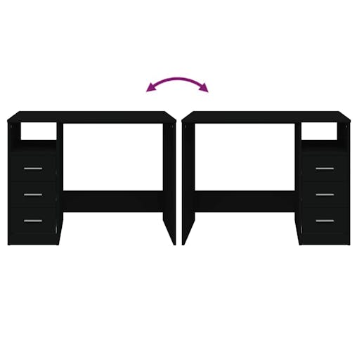 NNEVL Desk with Drawers Black 102x50x76 cm Engineered Wood