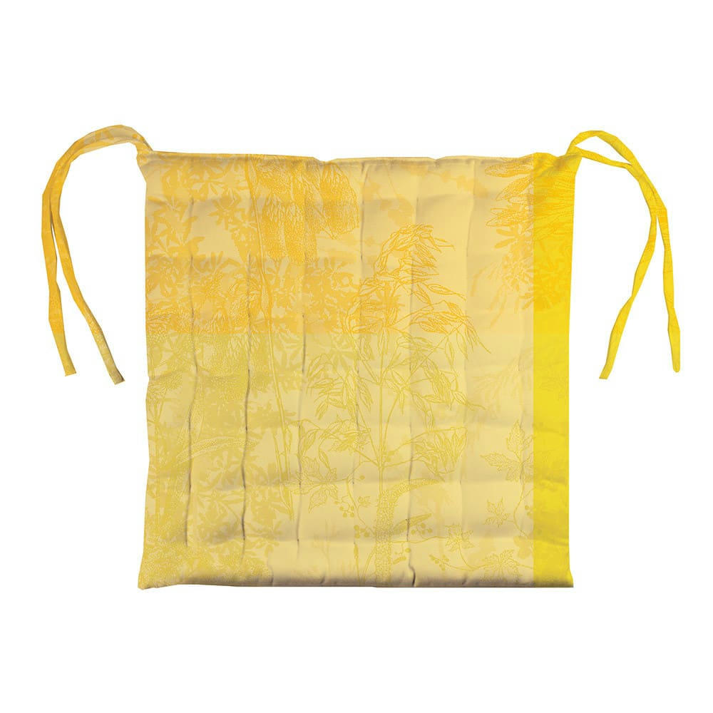 MILLE ESPRIT JARDIN SOLAIRE - Galette de chaise enduit imperméable pur coton jaune 38X38