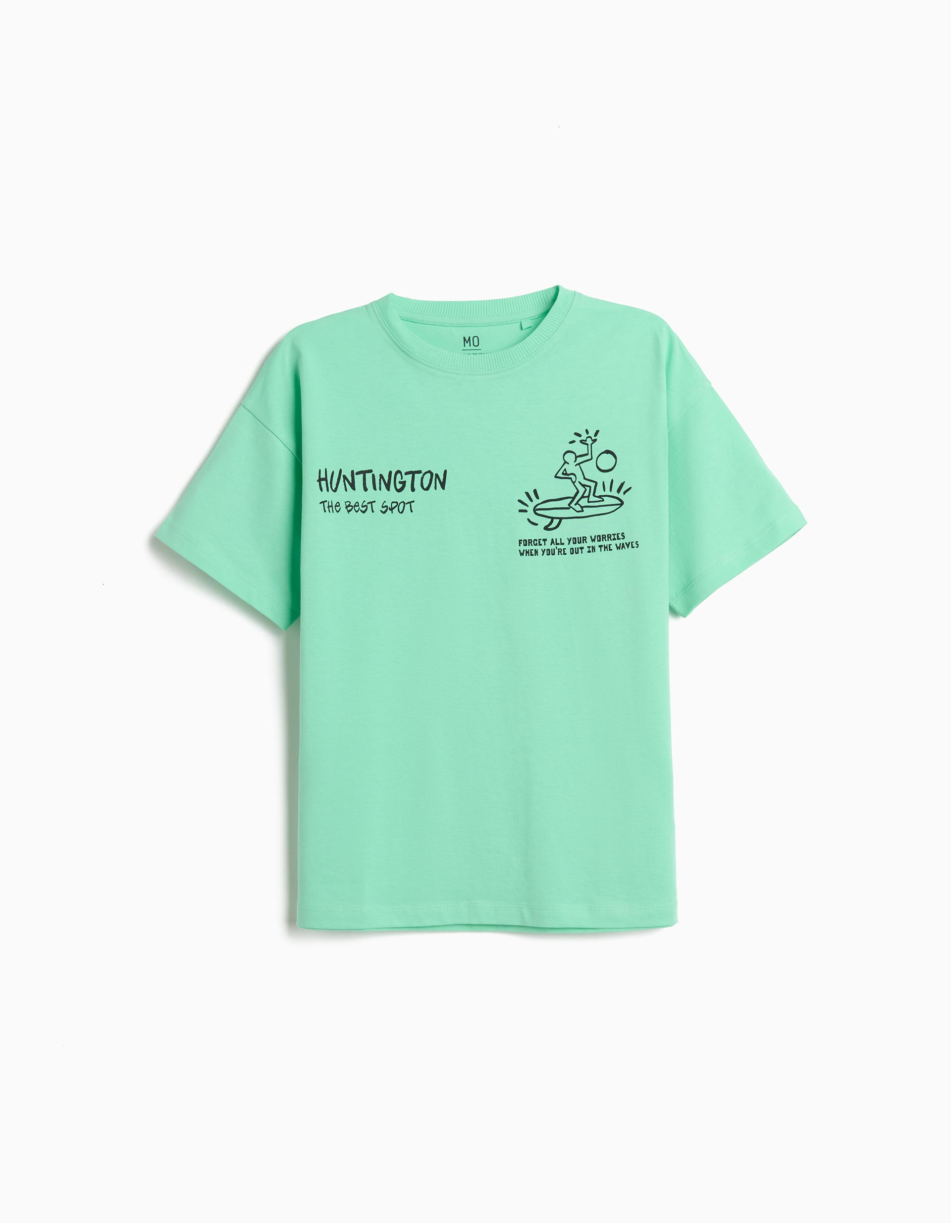 T-shirt Estampada, Menino, Verde Claro