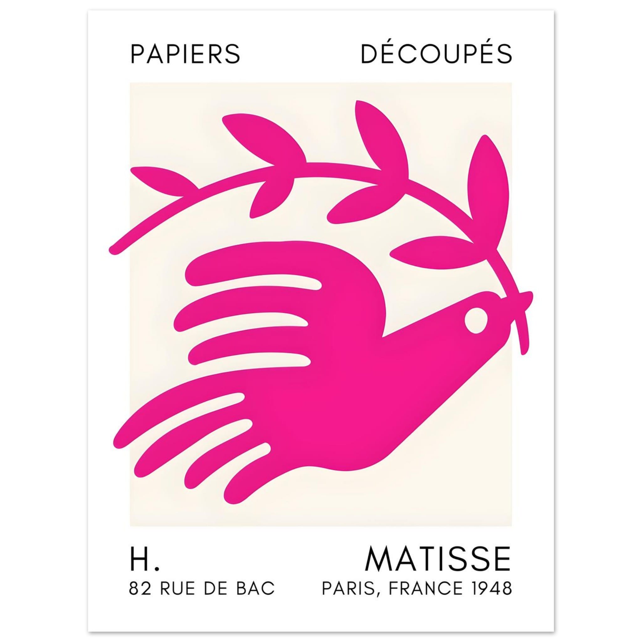 Artfulprints Poster Matisse - Peace dove pink  - 30x40 cm - Roze