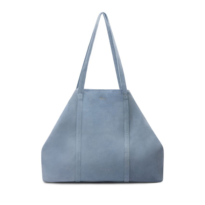 Manfield Licht blauwe suède shopper