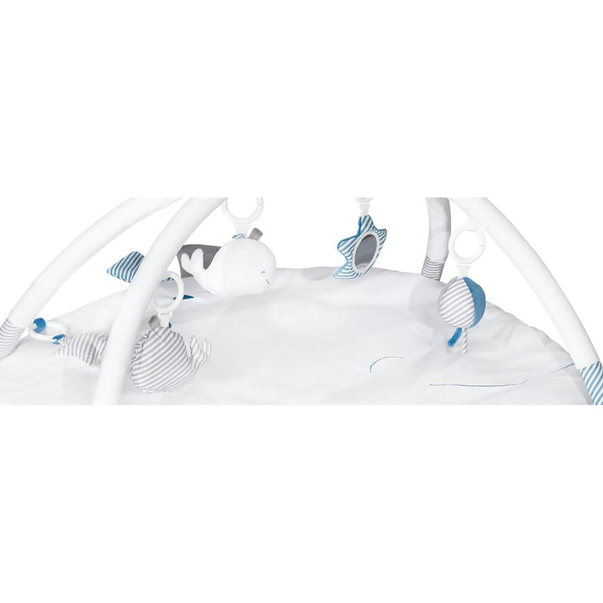 BLUE BALEINE - Tapis d'éveil 105x93cm en velours blanc