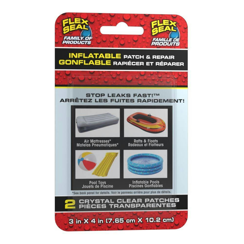 Flex Seal Inflatable Rubberized Crystal Clear Patch & Repair Kit for Smooth PVC Plastic Surfaces