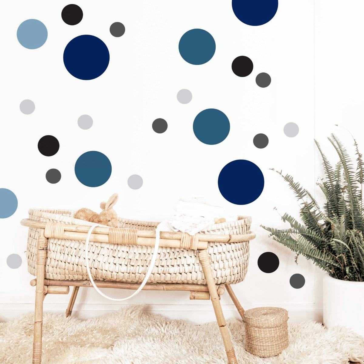 CIRCLES1 - Stickers mureaux en vinyle rondes mix bleu et gris