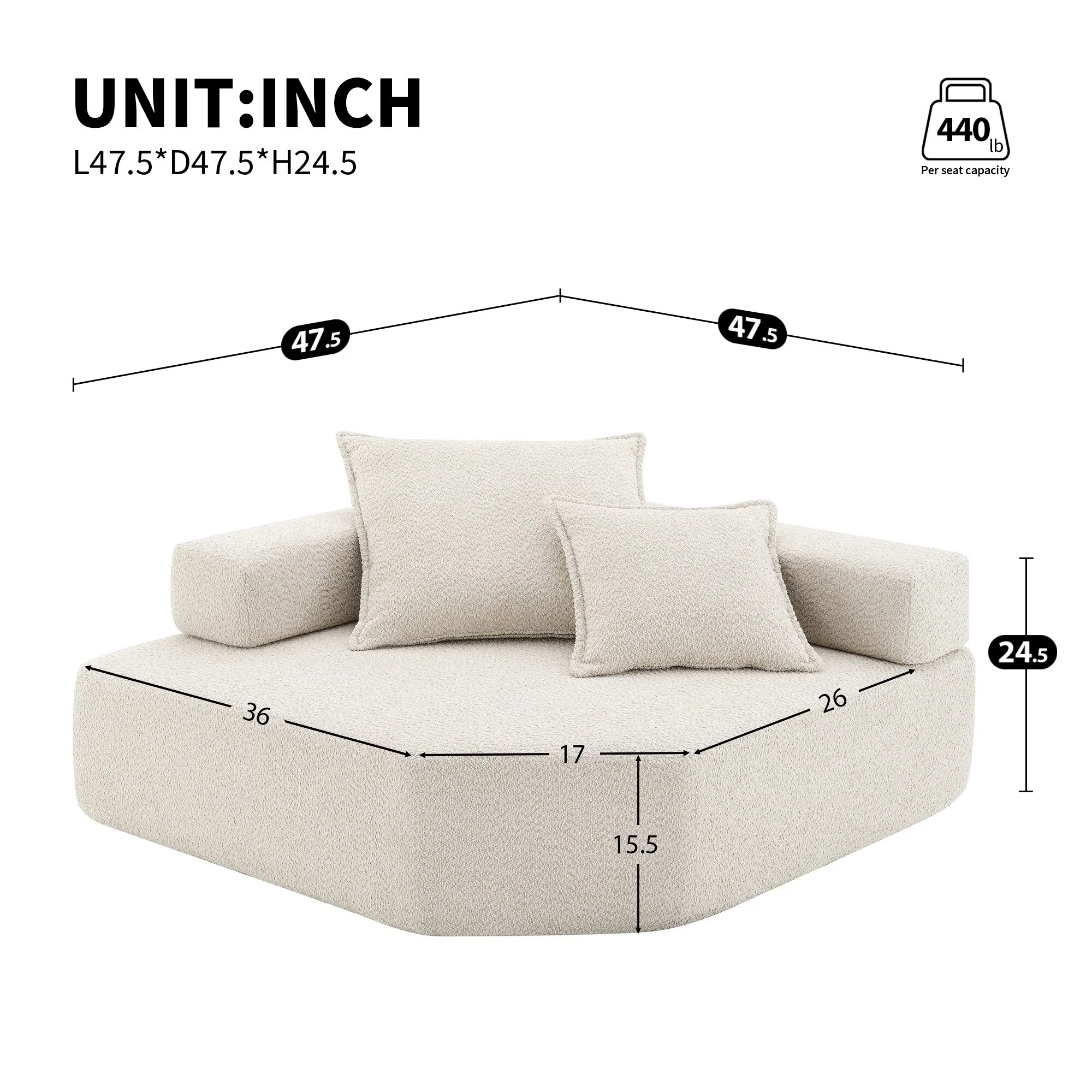Corner Frame for Oversized Modular U Shaped Sectional Sofa,Luxury Boucle Floor Couch,Convertible Compressed Couch